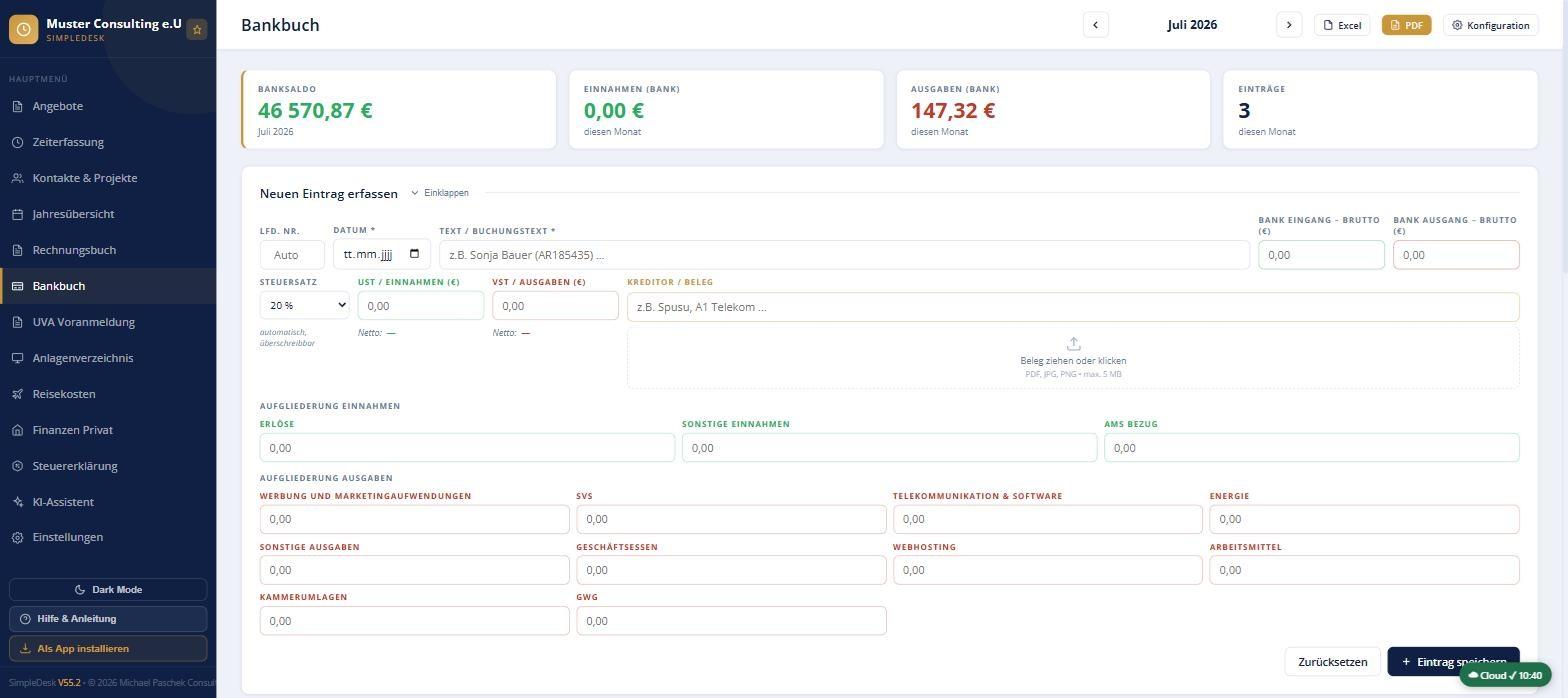 SimpleDesk – Bankbuch