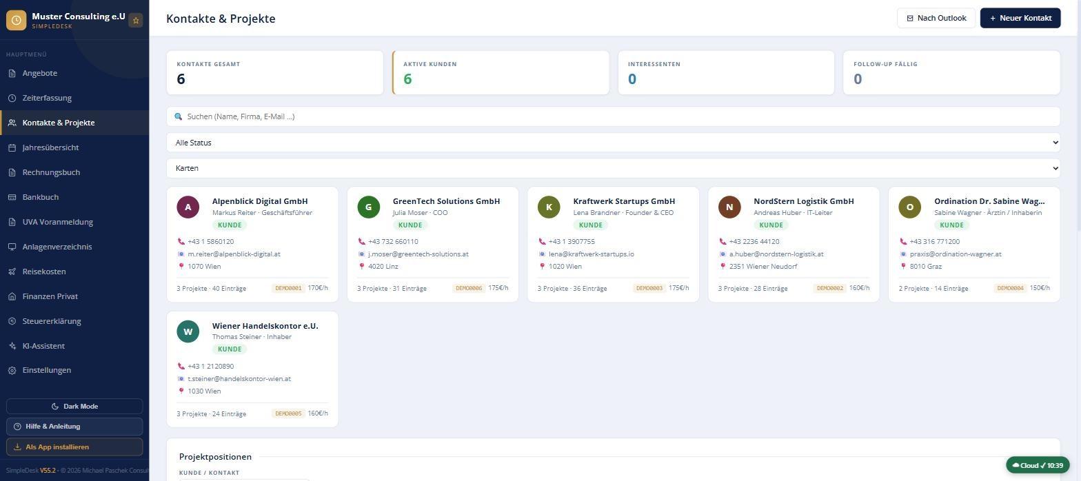 SimpleDesk – Kontakte & Projekte