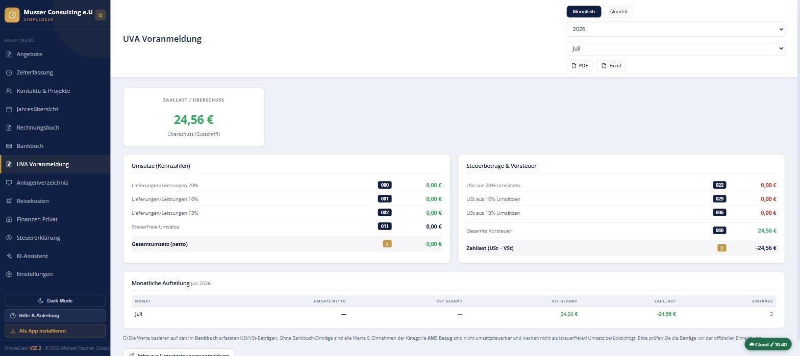 SimpleDesk – UVA-Voranmeldung